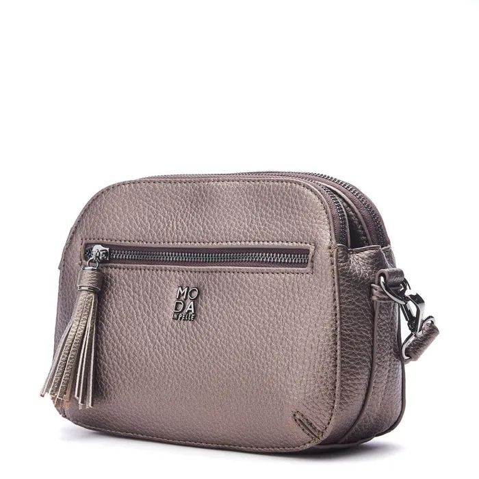 Moda In Pelle Aubree Bag Pewter Porvair Women Crossbody Bags