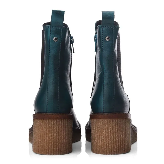 Moda In Pelle Audyn Teal Leather Women Heeled And Wedge Boots