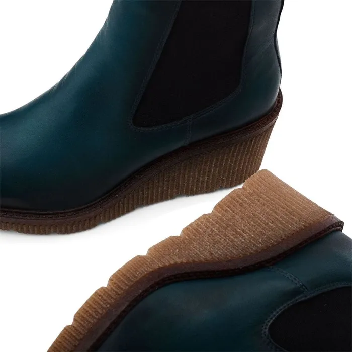 Moda In Pelle Audyn Teal Leather Women Heeled And Wedge Boots