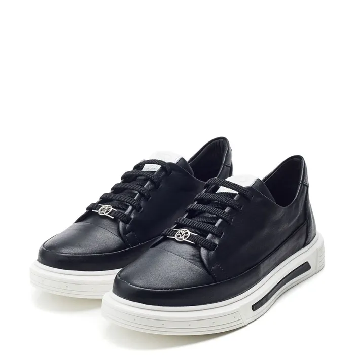 Moda In Pelle Bailiee Black Leather Women Black Trainers