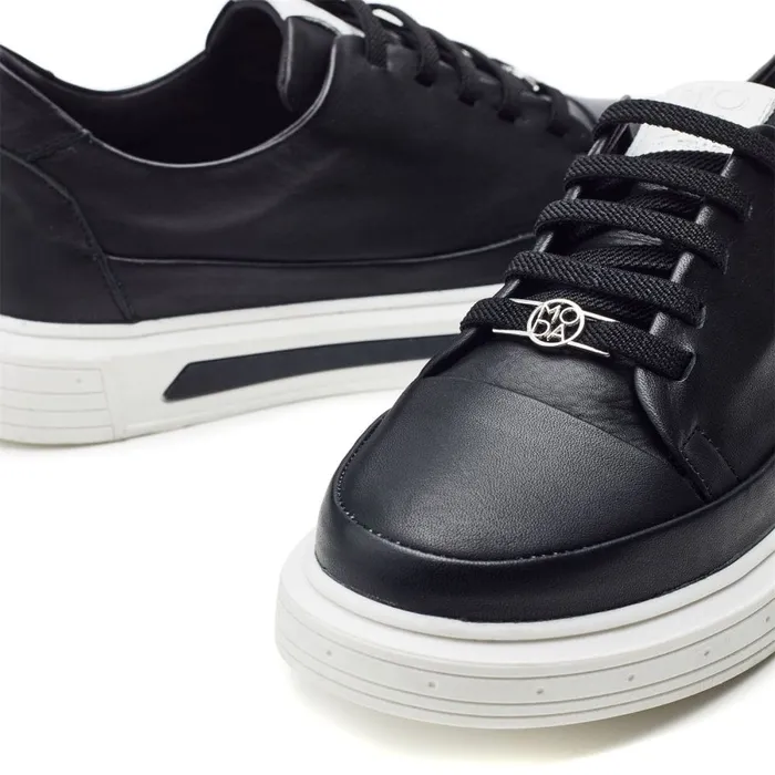 Moda In Pelle Bailiee Black Leather Women Black Trainers