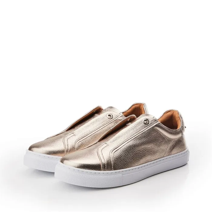 Moda In Pelle Bencina Gold Leather Women SlipOn Trainers