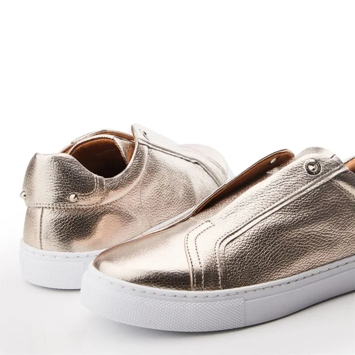Moda In Pelle Bencina Gold Leather Women SlipOn Trainers