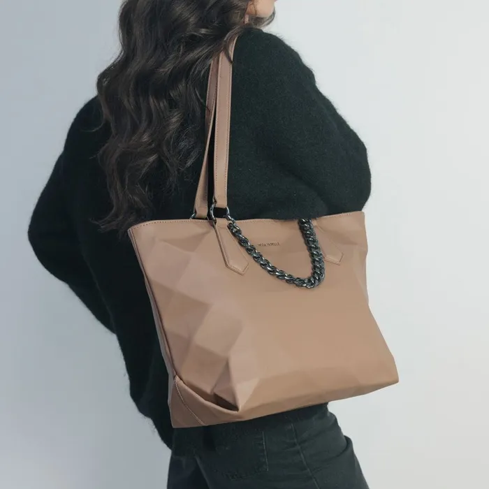 Moda In Pelle Berklie Bag Taupe Porvair Women Tote Bags