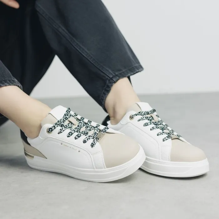 Moda In Pelle Berneen White Leopard Porvair Women White Trainers