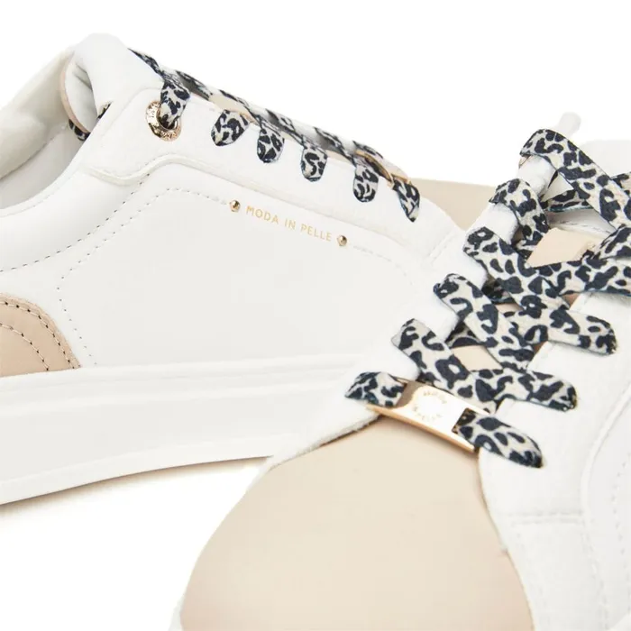 Moda In Pelle Berneen White Leopard Porvair Women White Trainers
