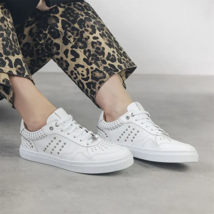 Moda In Pelle Betee White Leather Women White Trainers