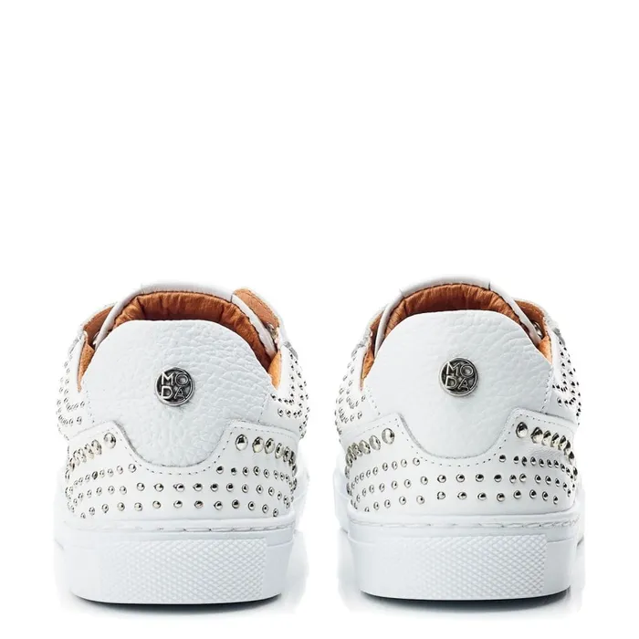 Moda In Pelle Betee White Leather Women White Trainers