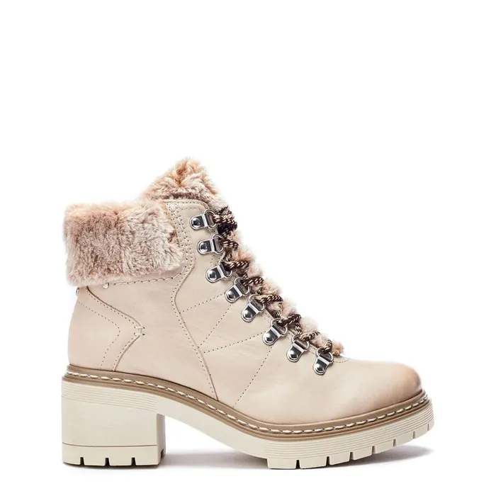 Moda In Pelle Bibani Cream Leather Women Chunky Boots