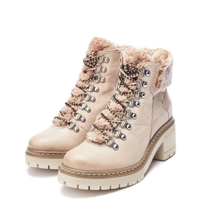 Moda In Pelle Bibani Cream Leather Women Chunky Boots