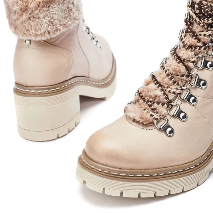 Moda In Pelle Bibani Cream Leather Women Chunky Boots