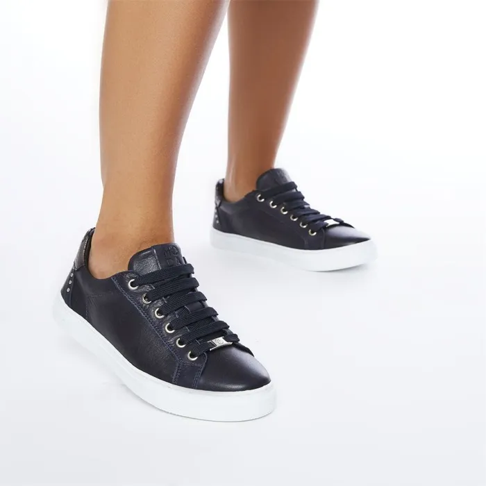 Moda In Pelle Bradd Navy Leather Women Casual Trainers