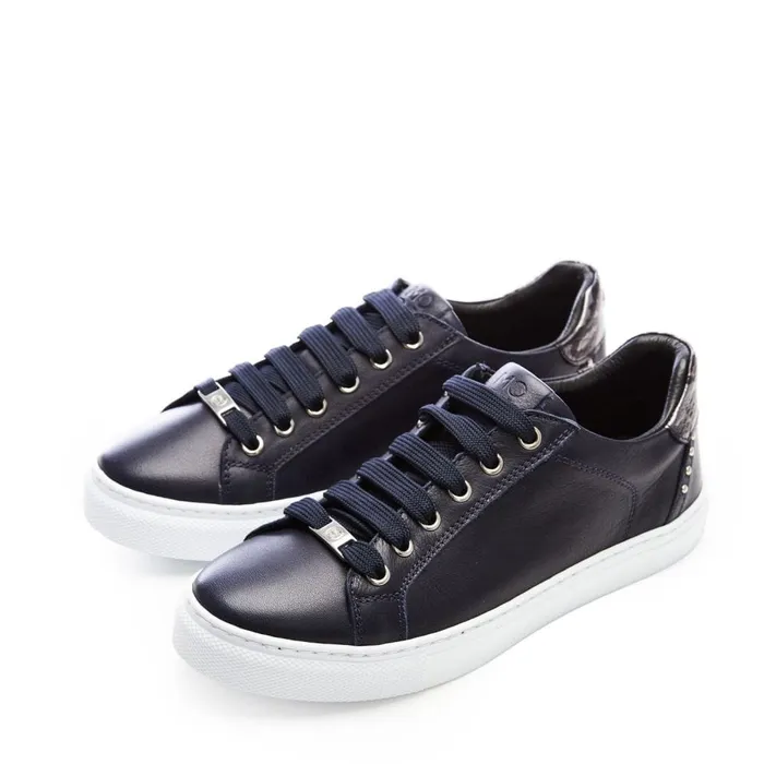 Moda In Pelle Bradd Navy Leather Women Casual Trainers
