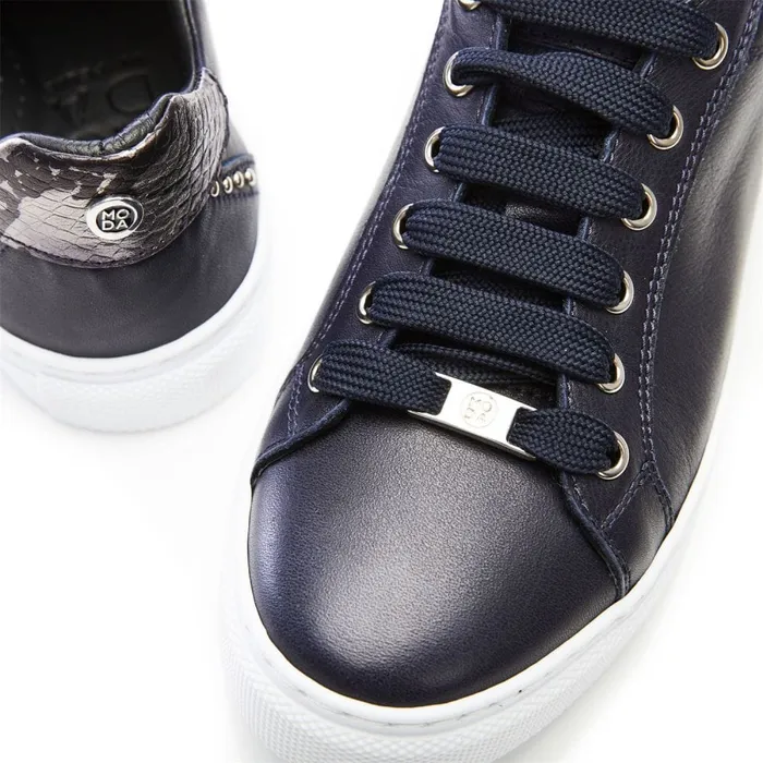 Moda In Pelle Bradd Navy Leather Women Casual Trainers