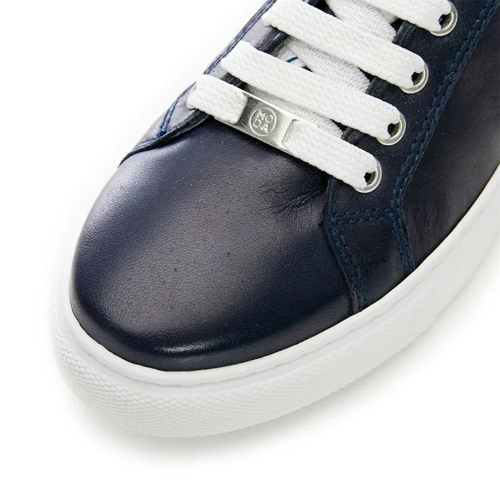 Moda In Pelle Bradd Navy Leather Women Casual Trainers