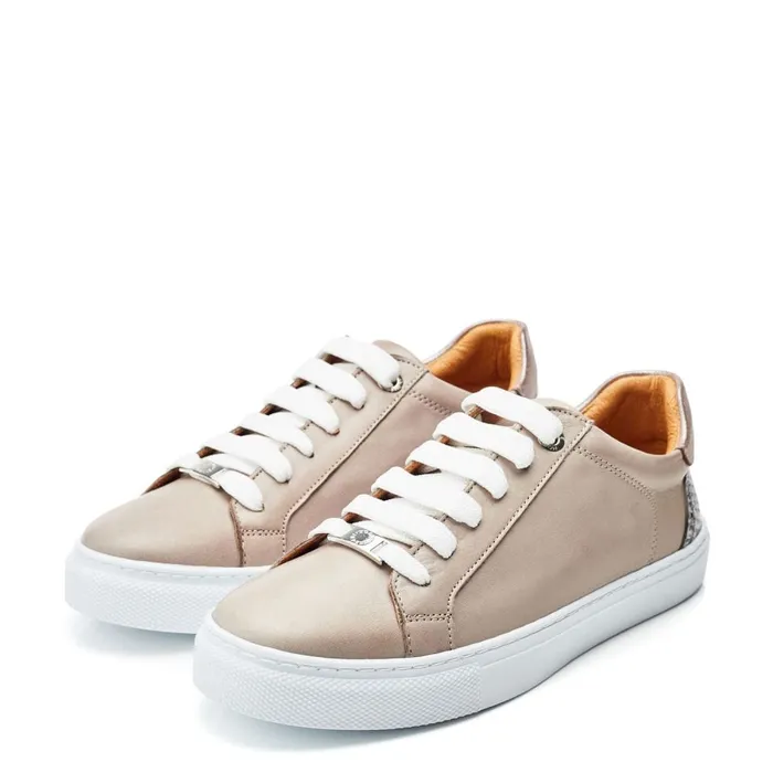 Moda In Pelle Braidie Taupe Leather Women Casual Trainers