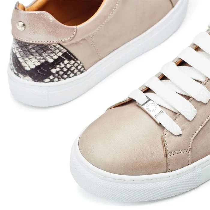 Moda In Pelle Braidie Taupe Leather Women Casual Trainers
