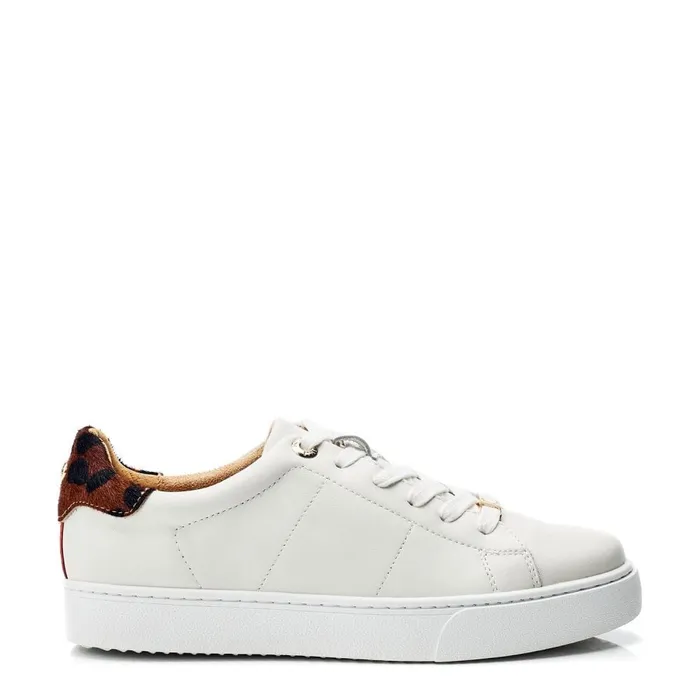 Moda In Pelle Brandie White Leopard Leather Women Platform Trainers