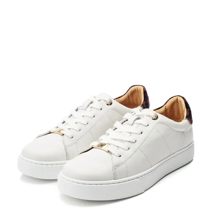 Moda In Pelle Brandie White Leopard Leather Women Platform Trainers