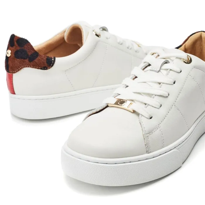 Moda In Pelle Brandie White Leopard Leather Women Platform Trainers