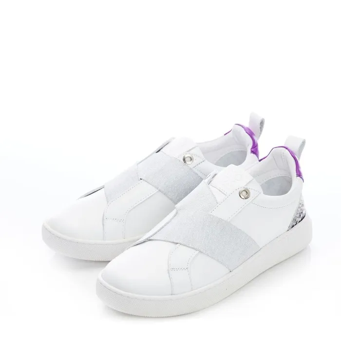 Moda In Pelle Brayla White Leather Women SlipOn Trainers