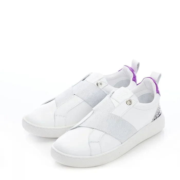 Moda In Pelle Brayla White Leather Women SlipOn Trainers