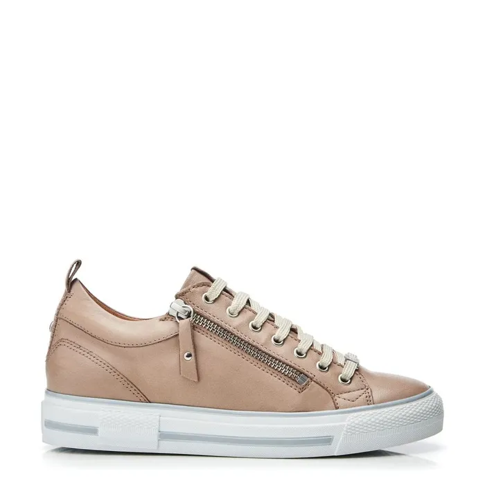 Moda In Pelle Brayleigh Taupe Leather Women Wedge Trainers