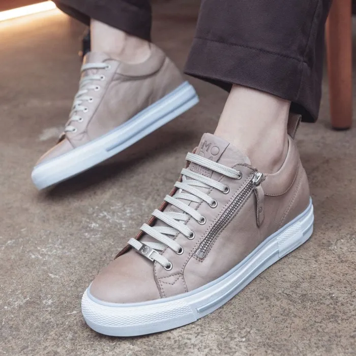 Moda In Pelle Brayleigh Taupe Leather Women Wedge Trainers
