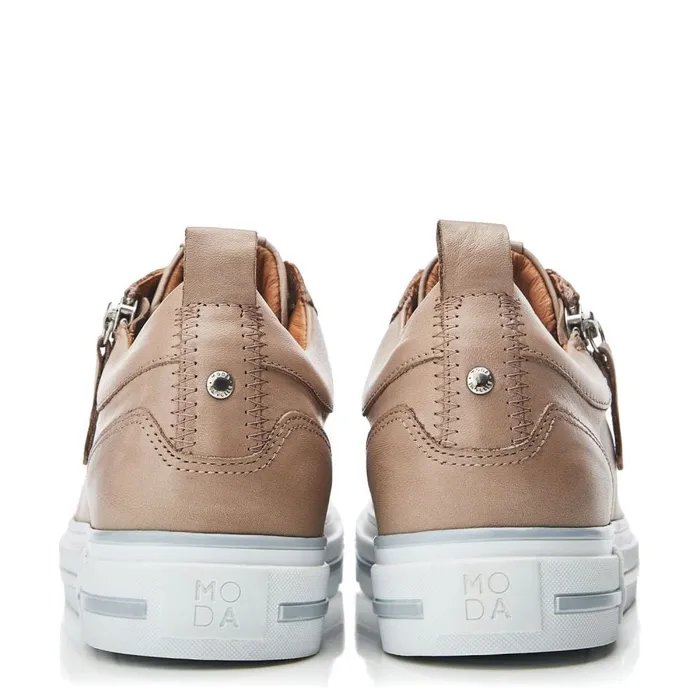 Moda In Pelle Brayleigh Taupe Leather Women Wedge Trainers