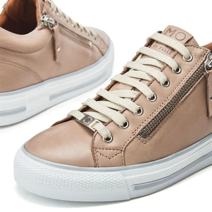 Moda In Pelle Brayleigh Taupe Leather Women Wedge Trainers