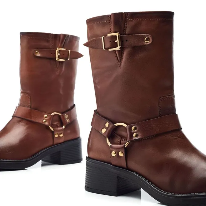 Moda In Pelle Brecken Tan Leather Women MidCalf Boots