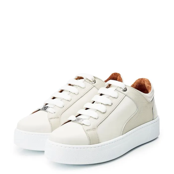 Moda In Pelle Brienau Off White Leather Women Casual Trainers