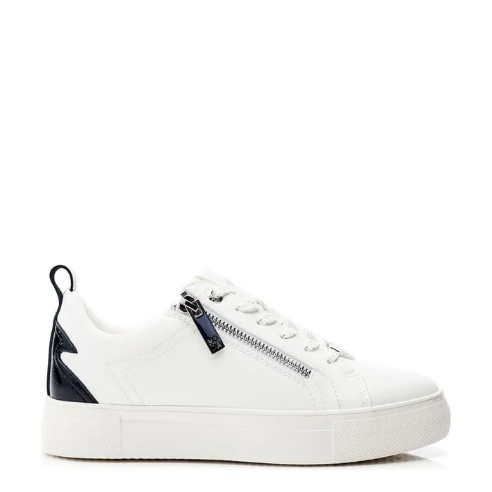 Moda In Pelle Brumath White Black Porvair Women Casual Trainers