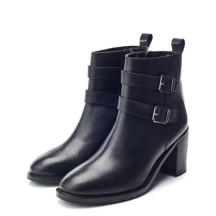 Moda In Pelle Bsoleful BAstoria Black Leather Women Heeled And Wedge Boots