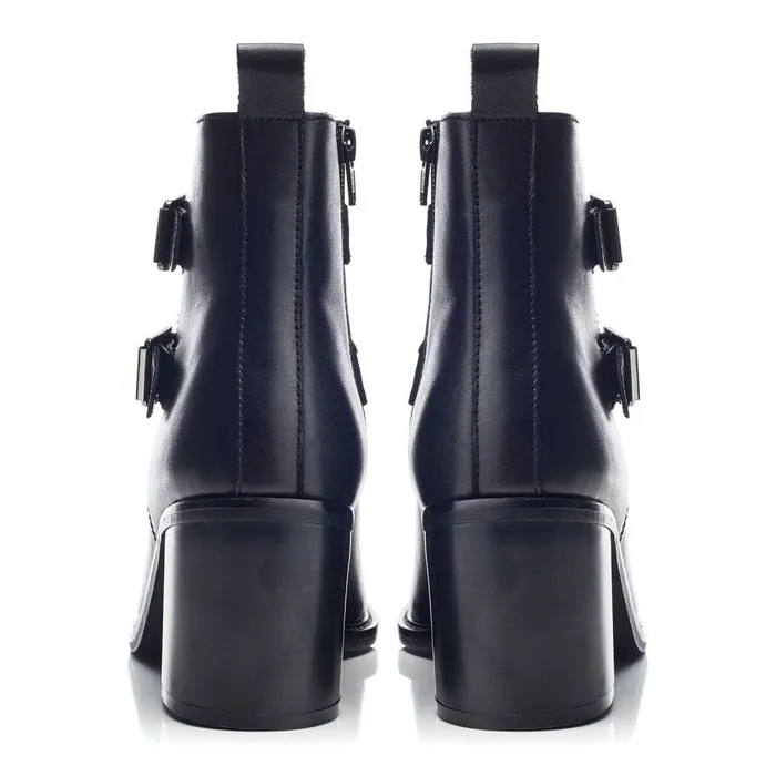 Moda In Pelle Bsoleful BAstoria Black Leather Women Heeled And Wedge Boots