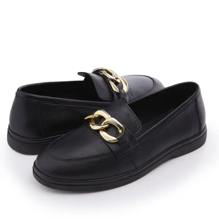 Moda In Pelle Bsoleful BCassi Black Leather Women Brogues And Loafers