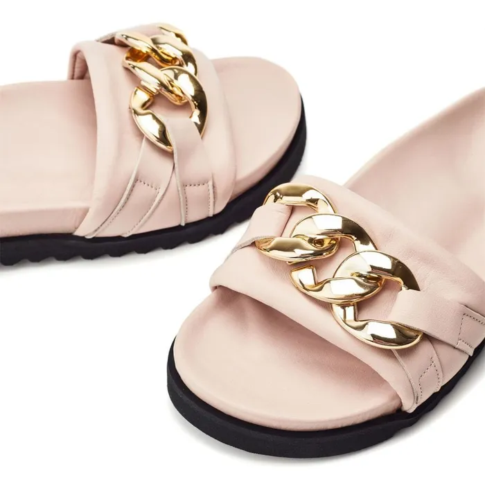 Moda In Pelle Bsoleful BChainer Nude Leather Women Flatform Sandals