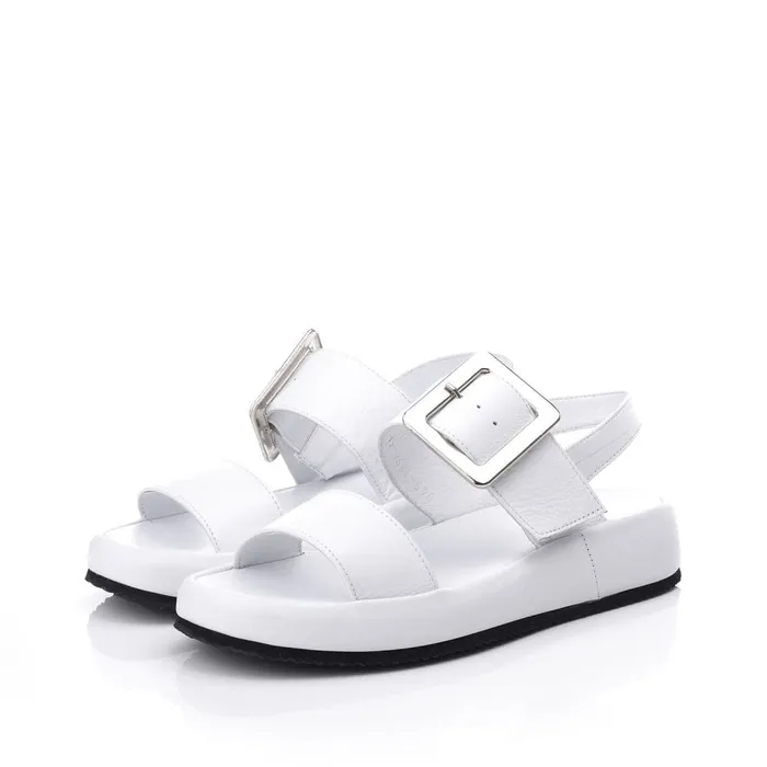 Moda In Pelle Bsoleful BForce White Leather Women Flatform Sandals