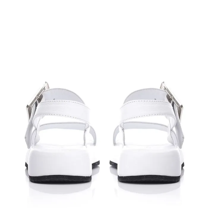 Moda In Pelle Bsoleful BForce White Leather Women Flatform Sandals