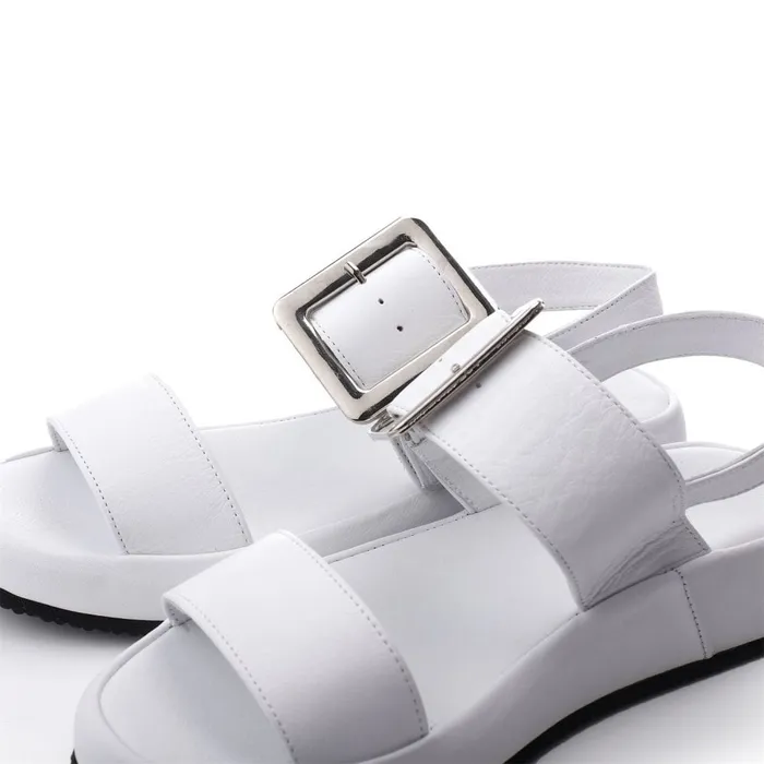 Moda In Pelle Bsoleful BForce White Leather Women Flatform Sandals