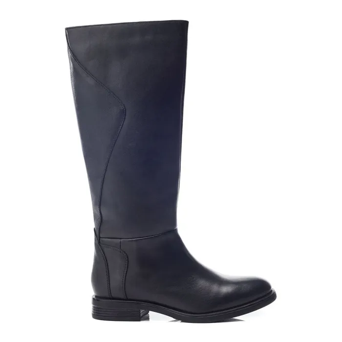 Moda In Pelle Bsoleful BGinny Black Leather Women Riding And Flat Boots
