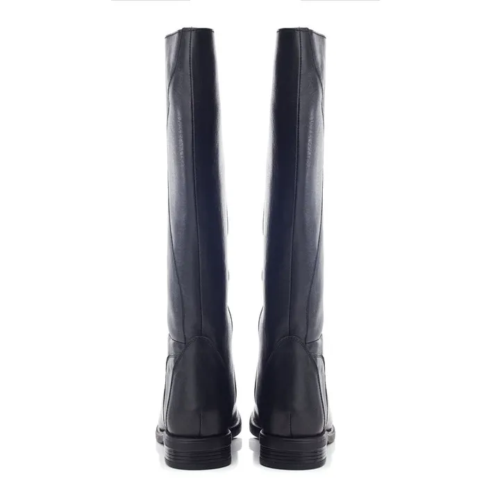 Moda In Pelle Bsoleful BGinny Black Leather Women Riding And Flat Boots