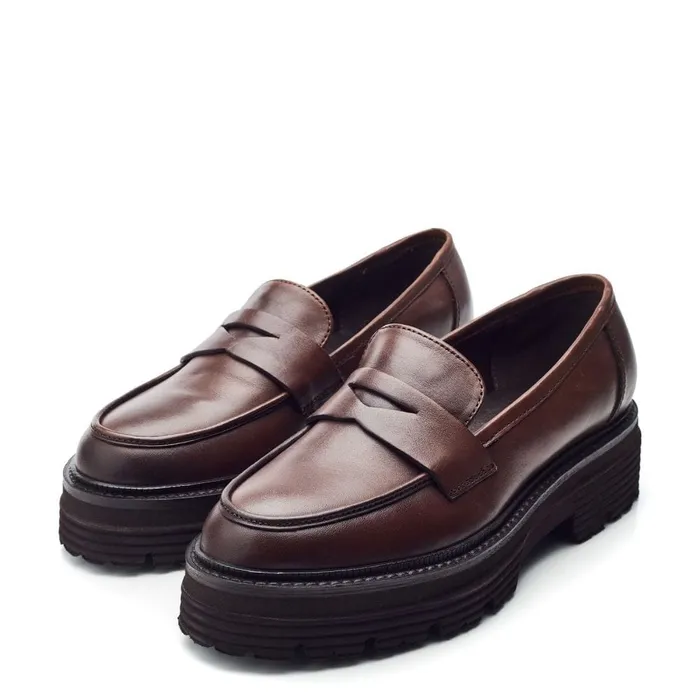 Moda In Pelle Bsoleful BJetter Dark Brown Leather Women Casual Shoes