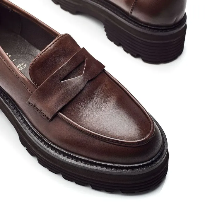 Moda In Pelle Bsoleful BJetter Dark Brown Leather Women Casual Shoes