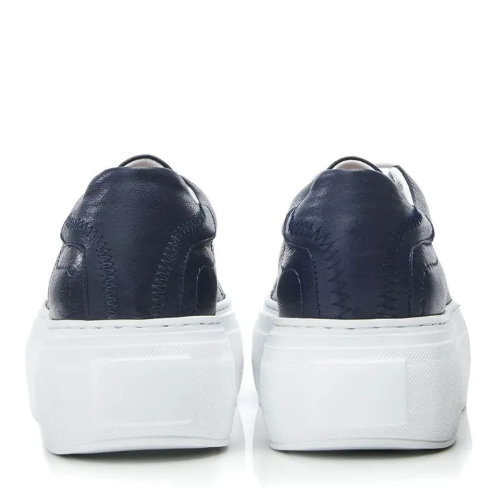 Moda In Pelle Bsoleful BKendri Navy Leather Women Platform Trainers
