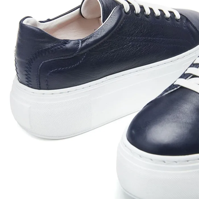 Moda In Pelle Bsoleful BKendri Navy Leather Women Platform Trainers
