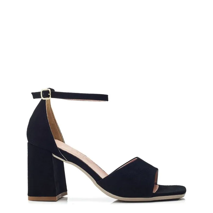 Moda In Pelle Bsoleful BMiranda Black Suede Women Heeled Sandals