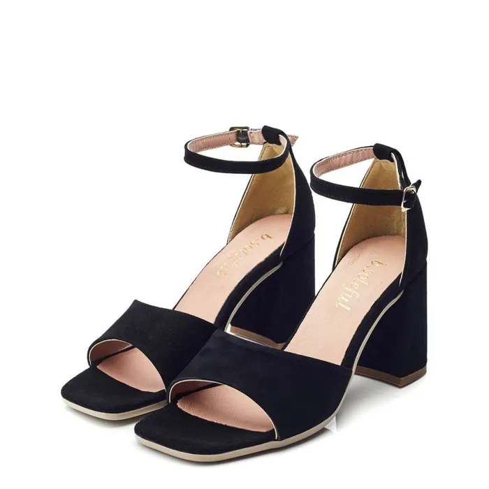 Moda In Pelle Bsoleful BMiranda Black Suede Women Heeled Sandals