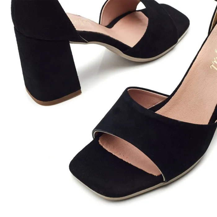 Moda In Pelle Bsoleful BMiranda Black Suede Women Heeled Sandals