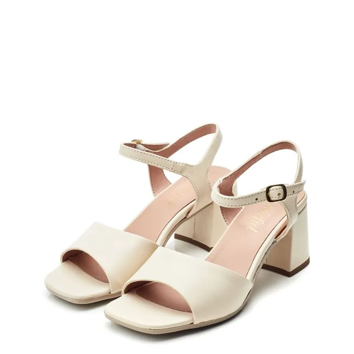Moda In Pelle Bsoleful BMiresca White Leather Women Heeled Sandals
